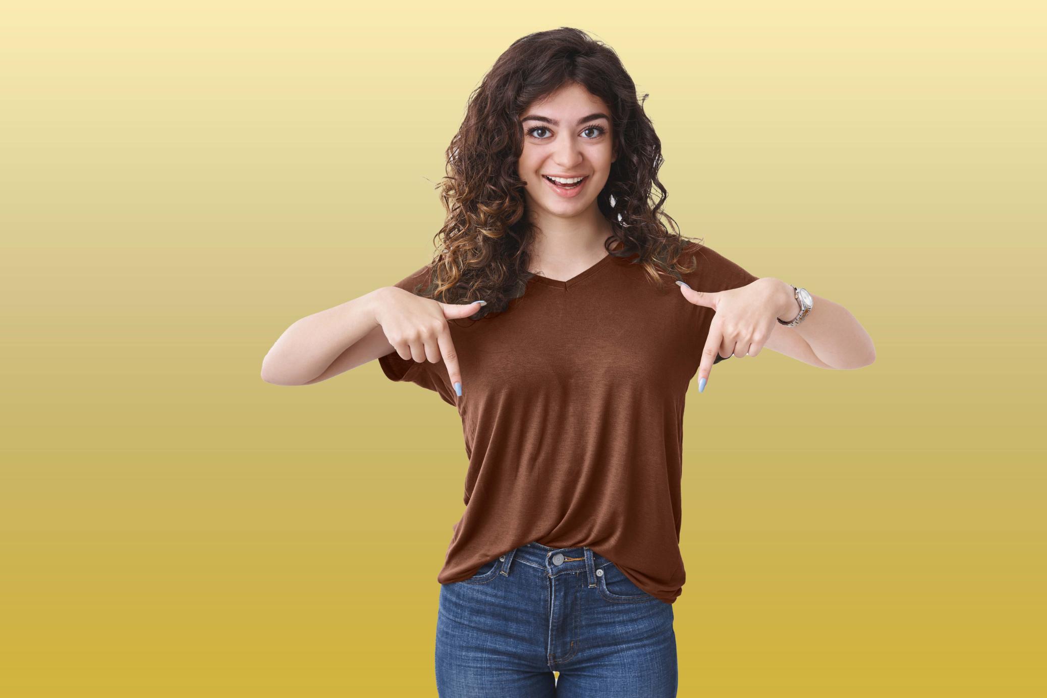 02 = V-Neck-Female-T-Shirt - Brown
