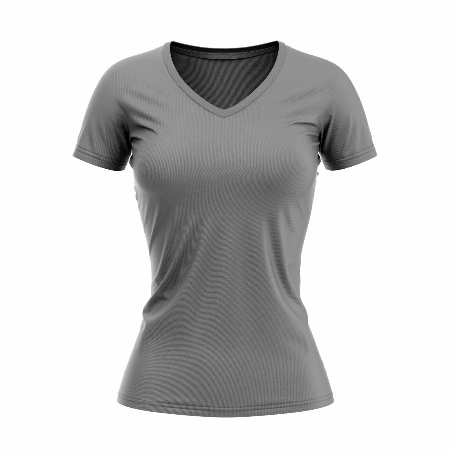 04 = V-Neck-Female-T-Shirt - Gray