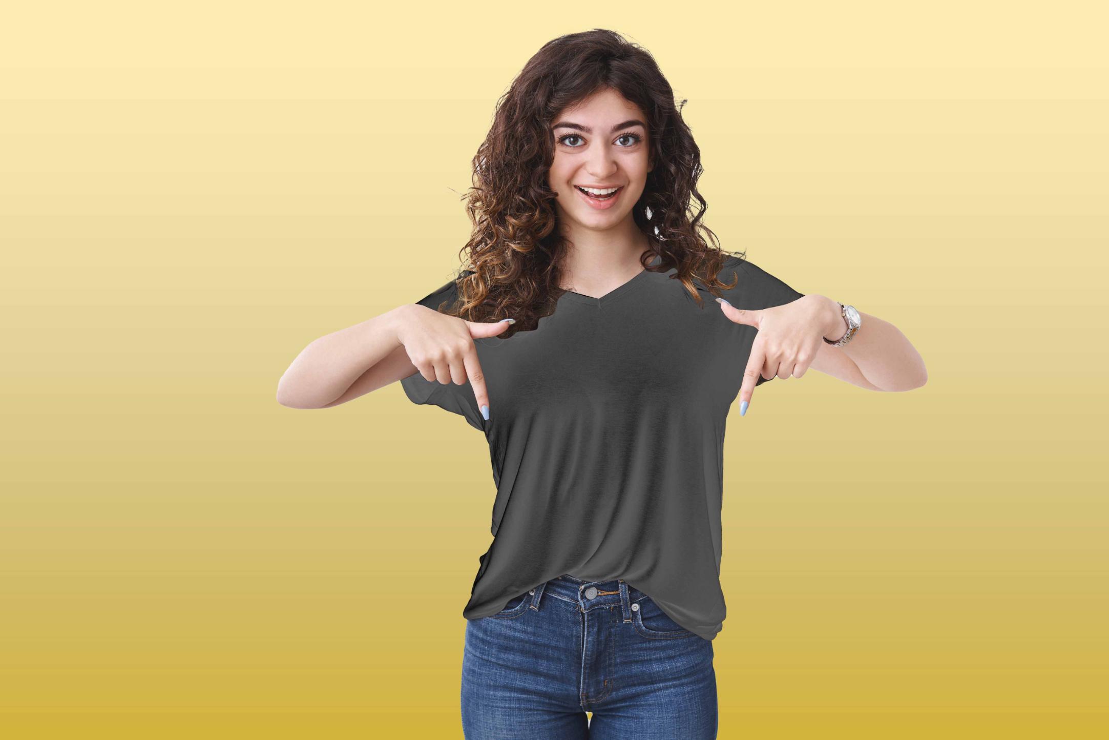 04 = V-Neck-Female-T-Shirt - Gray