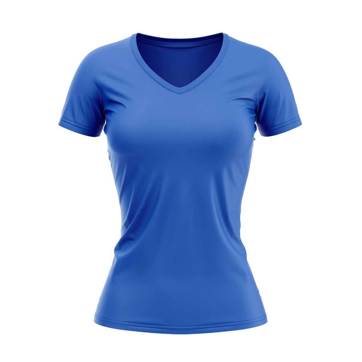 15 = Neck-Female-T-Shirt - Royal Blue