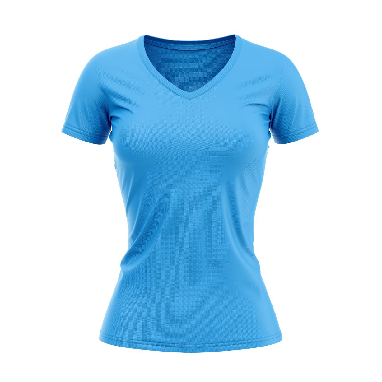 16 = Neck-Female-T-Shirt - Sky Blue