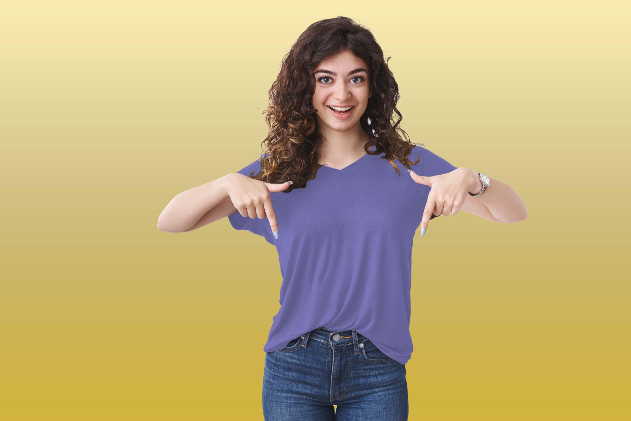 17 = V-Neck-Female-T-Shirt -Violet