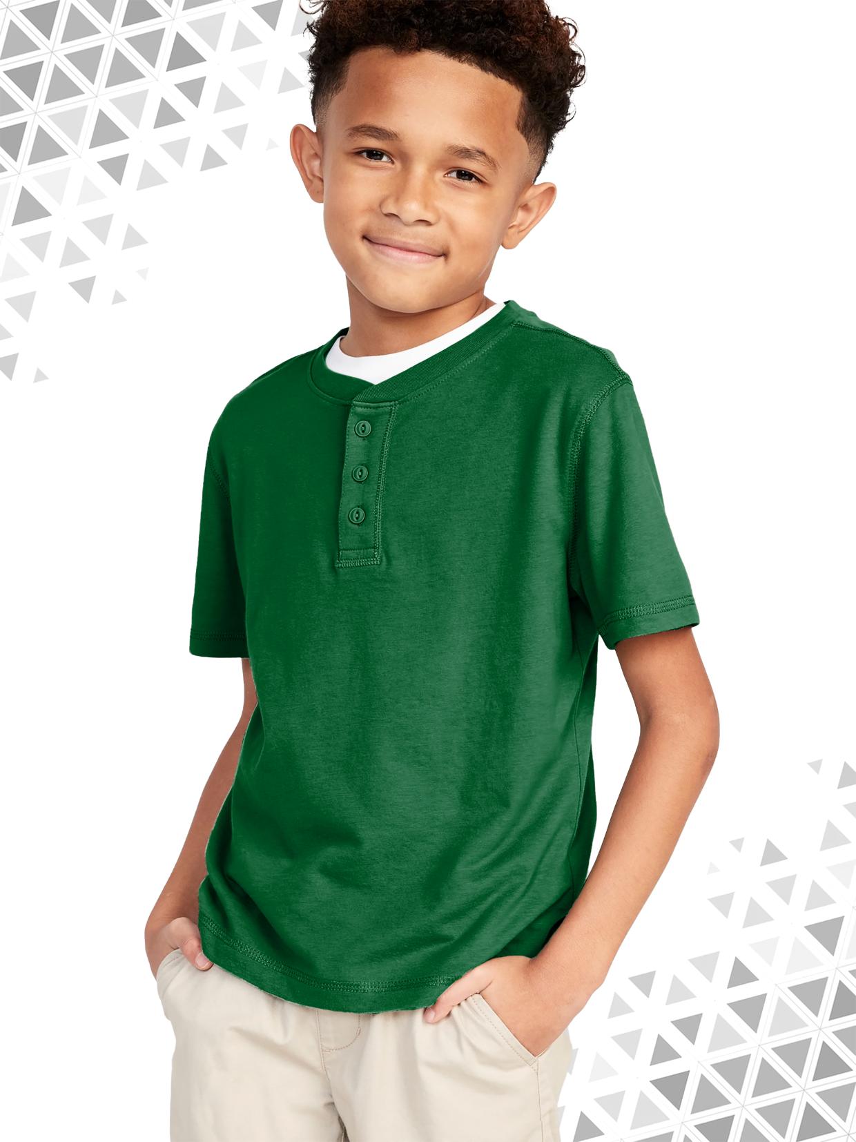 07 = Henley withModel - Dark Green