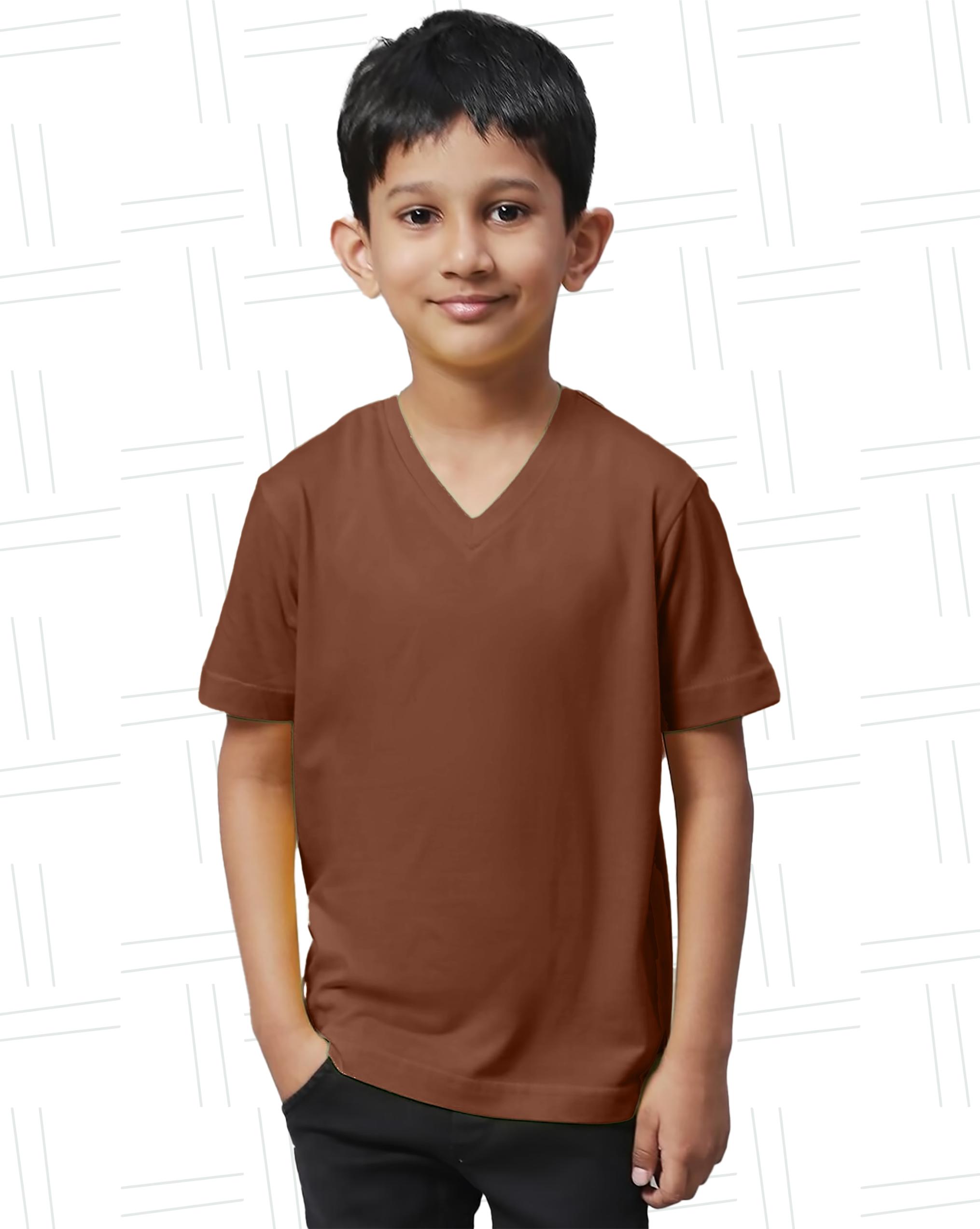 08 - V Neck Kids with Model - Brown