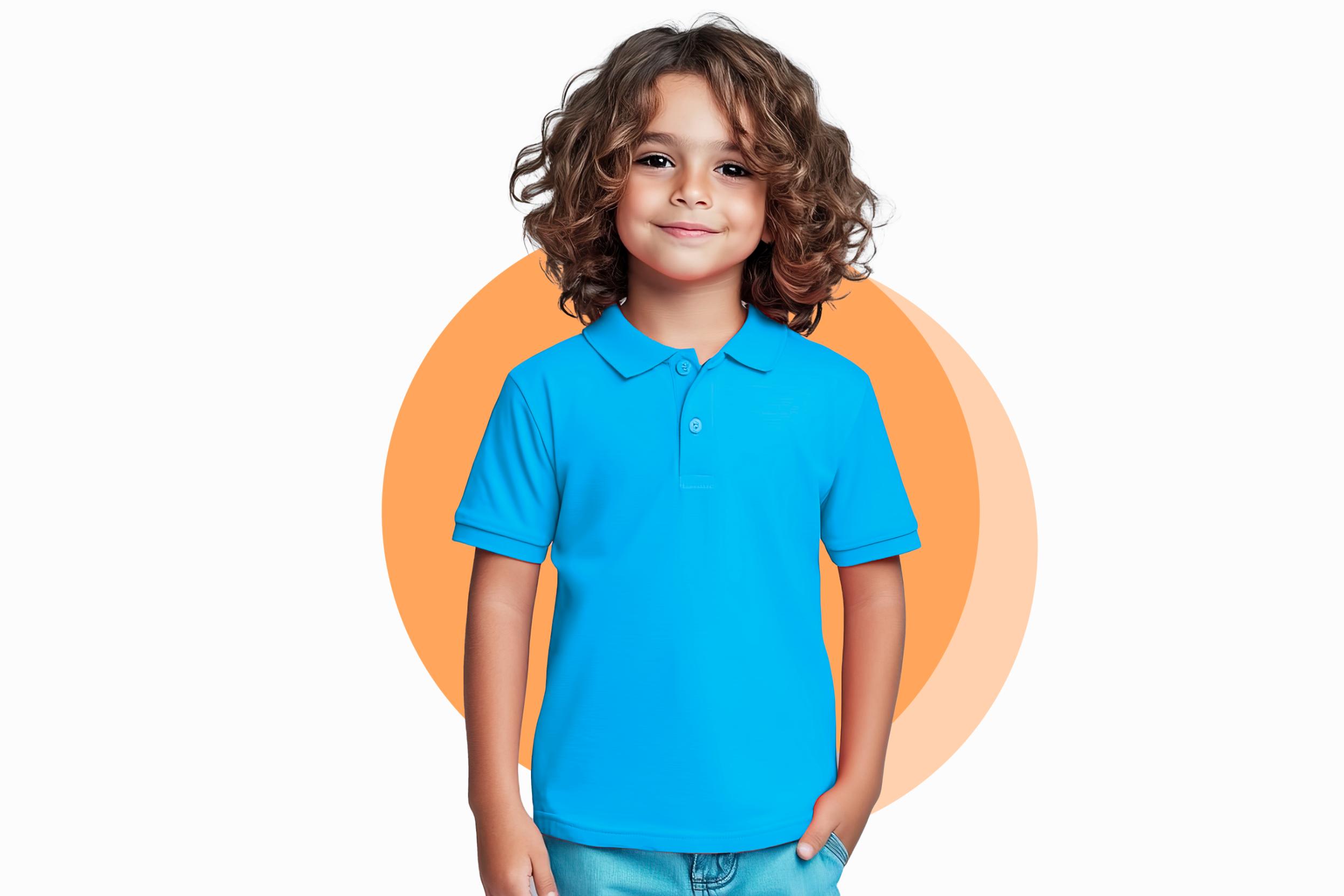 09 = Polo with Model - Sky Blue