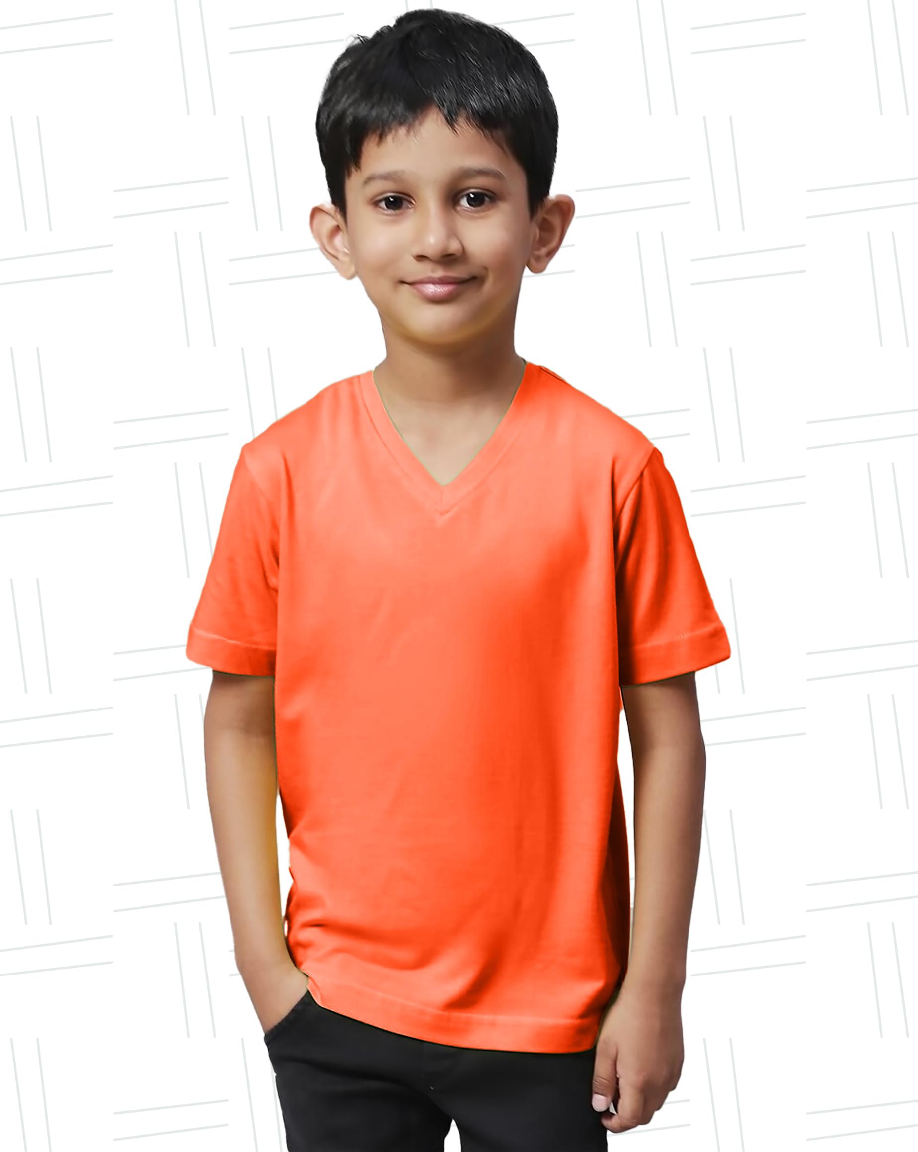 13 - V Neck Kids with Model - orange