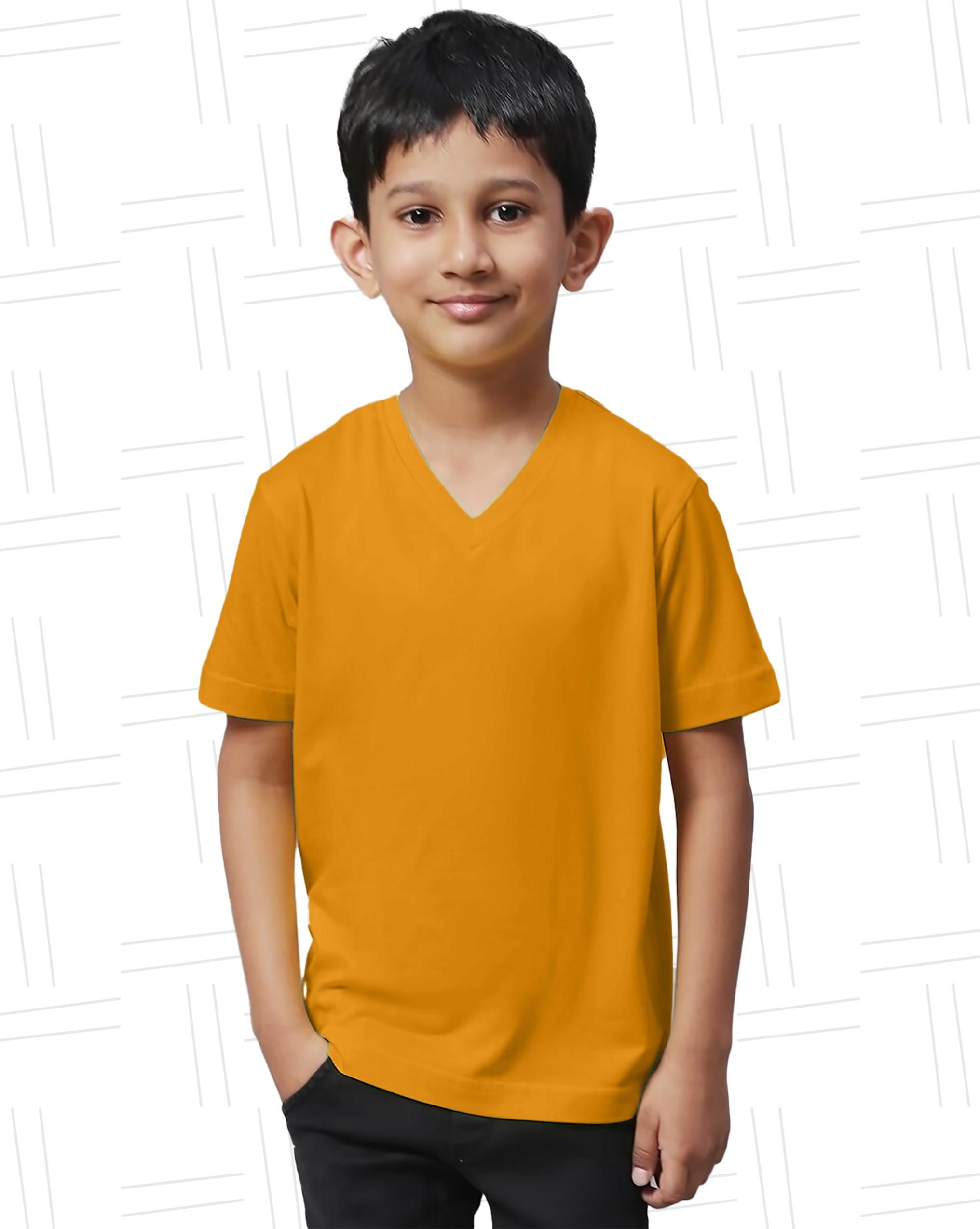 14 - V Neck Kids with Model - Gold
