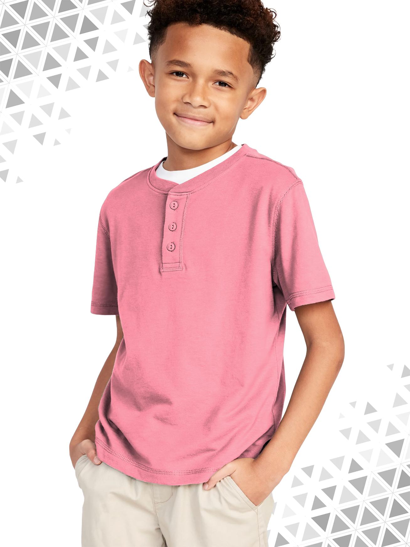 17 = Henley withModel - Pink