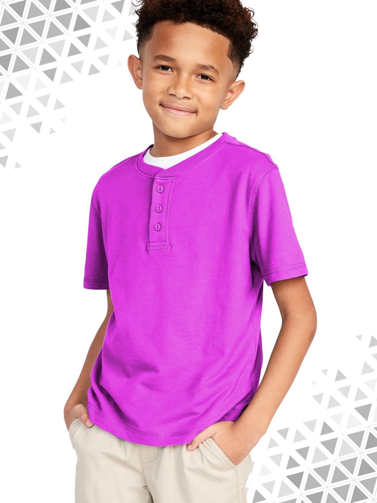 18 = Henley withModel - Purple