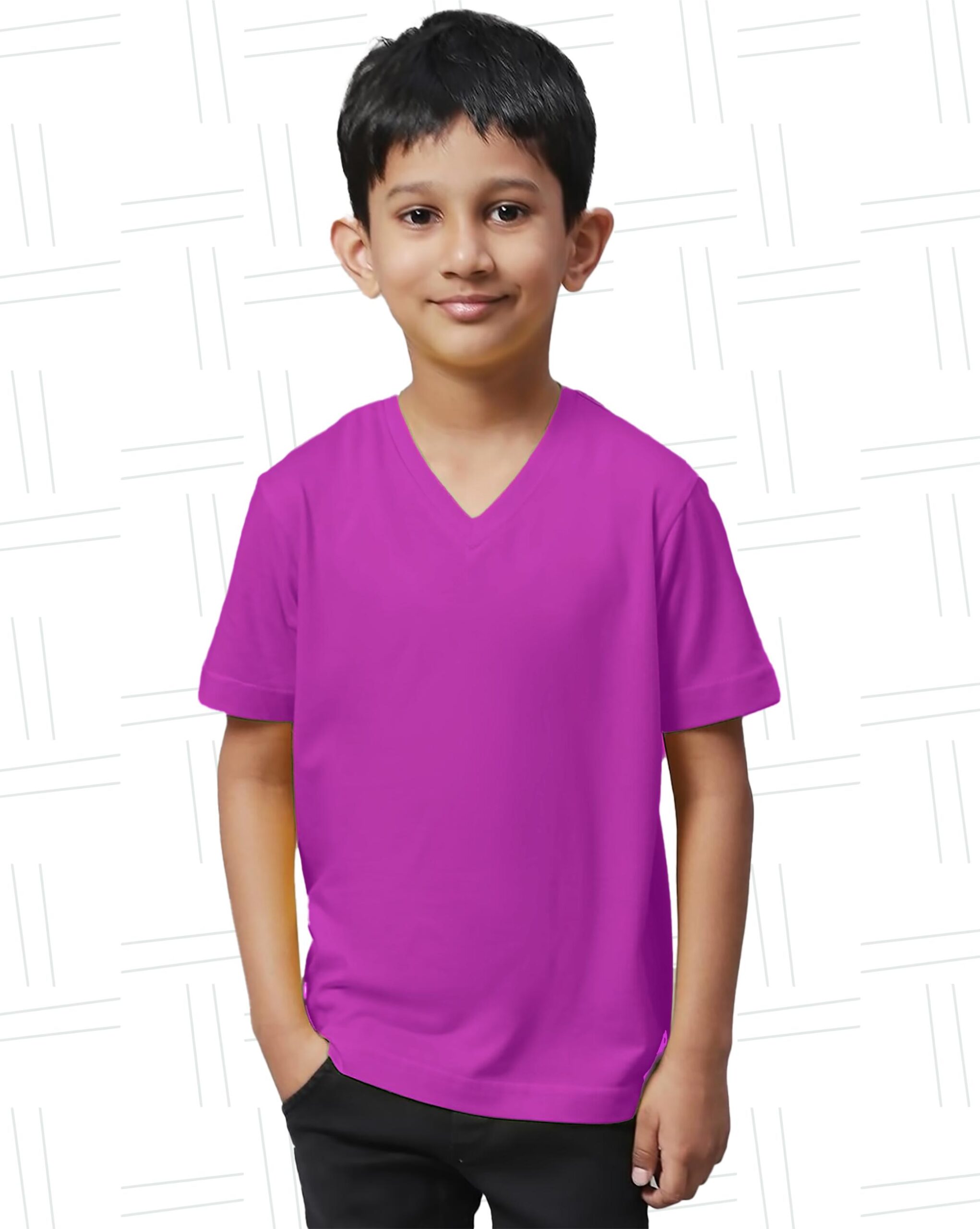 18 - V Neck Kids with Model - Purple